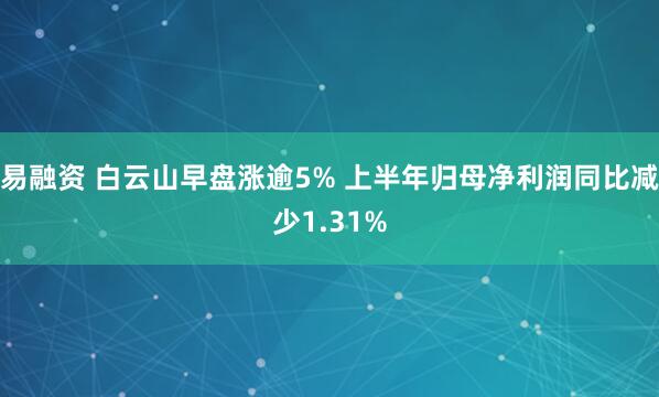 易融资 白云山早盘涨逾5% 上半年归母净利润同比减少1.31%