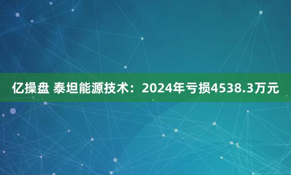 亿操盘 泰坦能源技术：2024年亏损4538.3万元